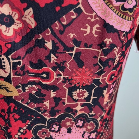 Talbots Red Paisley Floral Pencil Dress Size 12 lined - Picture 5 of 6